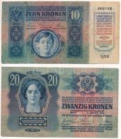 1913. 20K "2205 260734", felülbélyegzés nélkül + 1915. 10K "1152 462162", felülb...