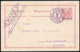 1899 Díjjegyes levelezőlap / PS-card "JERUSALEM" - Waldsee