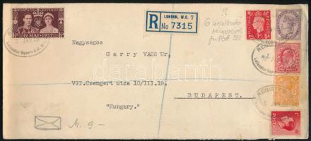 1938 Ajánlott levél 6 klf bélyeggel / Registered cover