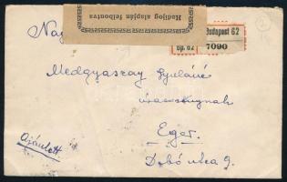 1920 Cenzúrázott ajánlott levél 6 db bélyeggel / Censored registered cover