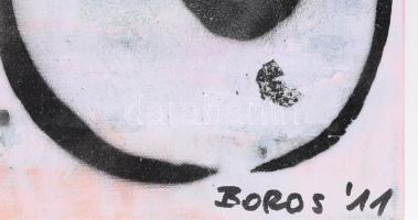 Boros Viola (1966-): Serial Girl, 2011. Akril, applikáció, vászon. Jelzett a hátoldalán. 70×50 cm