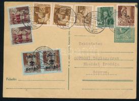 1945 (3. díjszabás) Levelezőlap 9 db bélyeggel / Postcard with 9 stamps