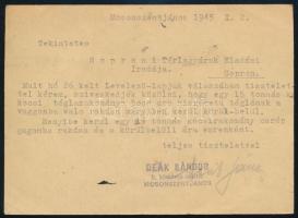 1945 (3. díjszabás) Levelezőlap 9 db bélyeggel / Postcard with 9 stamps