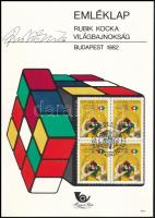 1982 Rubik kocka emléklap, aláírt / souvenir card with signed