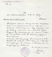 1916 Az S.M.Pb. F és S.M.S. Vág - Dunai Flottila hajók között futott levél, nagyon ritka hajópecsétt...