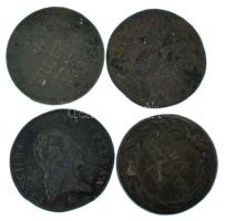 1782A 1kr Cu "II. József" + 1800S 1kr Cu "I. Ferenc" (2x) + 1851A 1kr CU T:F,VG
