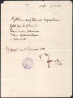 1915 Az S.M.Pb. C - Dunai Flottila hajó rendelés, nagyon ritka hajópecséttekkel, egy összesen 10 hónapot szolgált kis hajóról. Rendkívül ritka!  Handwritten order for the repair of four pieces of equipment of S.M.Pb. ?c?, dated in Budapest, January 19, 2015. Probably unique item from a small patrol boat (only 14 crewmembers) that was in service for barely ten months before being destroyed in battle against Serbian shore batteries. A great piece only for grand collections! K.u.K. Kriegsmarine S.M. PATROUILLENBOOT "C" Kalis/Kohl No. 1 [type DR 2c] violet ?   and S.M. PATROUILLENBOOT "C" Kalis/Kohl No. 2 [type DL 1b] violet