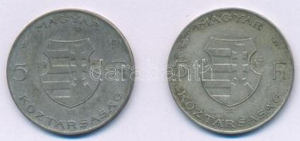 1947. 5Ft Ag "Kossuth" (2x) T:VF,F patina Adamo F8.1
