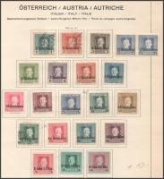K.u.K. Feldpost összeállítás 1915-1918 Bosznia-Hercegovina felülnyomás osztrák-magyar tábori posta Olaszország, Montenegró, Románia 100 db bélyeg 8 db előnyomott albumlapon