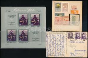 Lengyelország: 3 db futott, 27 db filatelista lap és használatlan bélyegek, különlegességek (felezett bélyeg), 6 db festmény blokk / Poland small lot