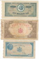 Románia 1945. 5000L + 1946. 10.000L + 1947. 1.000.000L T:F,VG Romania 1945. 5000 Lei + 1946. 10.000 Lei + 1947. 1.000.000 Lei C:F,VG Krause P#56, P#57, P#60