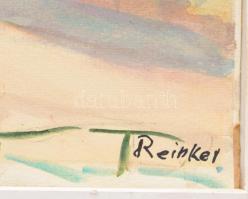 Reinker jelzéssel: Utcarészlet járókelőkkel. Akvarell, papír. Fakeretben. 33,5×46,5 cm