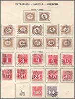 Ausztria portó 1899-1951 20 db kiadás, közte hiányosak, összesen 229 db klf bélyeg, 12 db előnyomott albumlapon