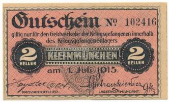 Ausztria / Kleinmünchen Hadifogolytábor 1915. 2h "102416" T:XF Austria / Kleinmünchen POW camp 1915. 2 Heller "102416" C:XF