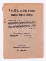 A mezőőrök, hegyőrök, erdőőrök egységes eljárási szabályai. Tartalmazza még a vadőröknek, a mező- erdőbirtokosoknak, haszonbérlőknek, vadászati és halászati jogbirtokosoknak... teendőit , valamint a mezőrendőri, erdei, vadászati és halászati kihágásokat. szerk: Brandtner Pál - Rumbach Kispest 1912. Fischof Henrik. 112p. Kiadói papírborítóval. Nagyon ritka.
