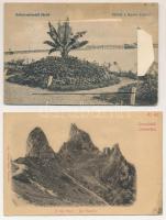 2 db RÉGI város képeslap: Oroszlánkő, Balatonalmádi-fürdő (leporello) / 2 pre-1945 town postcards: Vrsatské Podhradie, Balatonalmádi-fürdő, with 1 leporello card