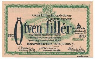 1916. Nagymegyer / Hadifogolytábor 1916. július 1. 50f arab sorozat- és sorszámmal "24 0132", "MS" betűjelzéssel T:AU Hungary / Nagymegyer / POW camp 07.01.1916. 50 Heller with arabic serial numbers "24 0132" and "MS" prefix C:AU Adamo HHN-1.3.1