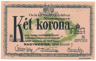 1916. Nagymegyer / Hadifogolytábor 1916. július 1. 2K arab sorozat- és sorszámmal "12 0627", "MS" betűjelzéssel T:AU Hungary / Nagymegyer (Veľký Meder) / POW camp 07.01.1916. 2 Korona with arabic serial numbers "12 0627" and "MS" prefix C:AU Adamo HHN 1.5.1