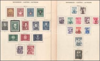 Ausztria 1948-1950 5 db kiadás, 47 klf bélyeg 3 db előnyomott albumlapon
