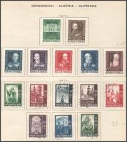 Ausztria 1947-1948 6 kiadás, összesen 57 db klf bélyeg 4 db előnyomott albumlapon
