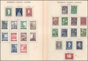 Ausztria 1947-1948 6 kiadás, összesen 57 db klf bélyeg 4 db előnyomott albumlapon