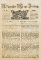 Allgemeine Moden-Zeitung. Eine Zeitschrift für die gebildete Welt. Begleitet von dem Bilder-Magazin für die elegante Welt. 39. Jahrgang, 1837 /1 Diezmann, A. (ed.) Leipzig: Industrie-Comptoir (Baumgärtner) 1837, No 1-26. A német divatlap első félévi számai egybe kötve, a számonkénti metszetek nélkül, korabeli kartonál kötésben / Half year issues without the fashion engravings in contemporary paper binding.