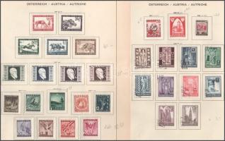 Ausztria 1945-1947 10 kiadás, összesen 105 db klf bélyeg 7 db előnyomott albumlapon
