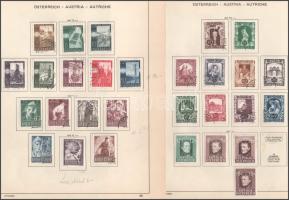 Ausztria 1945-1947 10 kiadás, összesen 105 db klf bélyeg 7 db előnyomott albumlapon