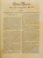 ca 1835 Bilder-Magazin für die elegante Welt Diezmann, A. (ed.) Leipzig: Industrie-Comptoir (Baumgärtner) No 1-26. A német divatlap első félévi számai egybe kötve, a szövegközti metszetekkel korabeli kartonált kötésben / Half year issues in contemporary paper binding.
