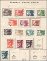Ausztria 1925-1932 6 db kiadás, összesen 79 db klf bélyeg 4 db előnyomott albumlapon
