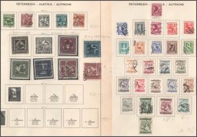 Ausztria 1925-1932 6 db kiadás, összesen 79 db klf bélyeg 4 db előnyomott albumlapon