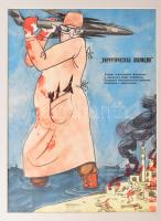 cca 1986 Amerikai légierő, szovjet karikaturisztikus propaganda plakát, papír. Paszpartuban. 42,5×31,5 cm.