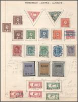 Ausztria 1916-1924 18 db teljes kiadás, összesen 254 db klf bélyeg, fogazat és papírváltozatokkal, 10 db előnyomott albumlapon
