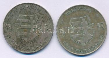 1947. 5Ft Ag "Kossuth" (2x) T:VF,F patina Adamo F8.1