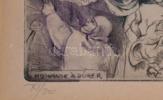 Szabó Vladimír (1905-1991): Hommage a Dürer. Színes rézkarc, papír, jelzett. Számozott: XII/300. Lap...