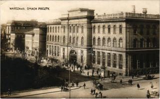 1927 Warszawa, Warschau, Warsaw, Varsó; Gmach Poczty / post office, park, carriages. photo (EK)
