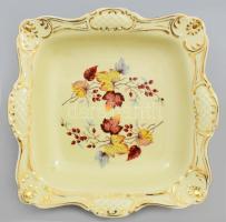 Hollóházi őszi mintás kínálótál, jelzett, hibátlan, 24,5x24,5 cm