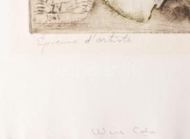 Szabó Vladimír (1905-1991): Piac. Színes rézkarc, papír, jelzett. Művészpéldány Épreuve d'artis...