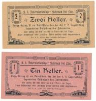 Ausztria / Katzenau Hadifogolytábor Linz közelében ~1914-1918. 1h + 2h T:UNC,AU / Austria / Katzenau bei Linz POW camp ~1914-1918. 1 Heller + 2 Heller C:UNC,AU