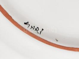 Bogyómintás mázas kerámia gyümölcskínáló tál, jelzett, hibátlan, d: 32,5 cm