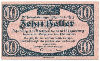 Ausztria / Katzenau Hadifogolytábor Linz közelében ~1914-1918. 10h T:UNC,AU / Austria / Katzenau bei Linz POW camp ~1914-1918. 10 Heller C:UNC,AU