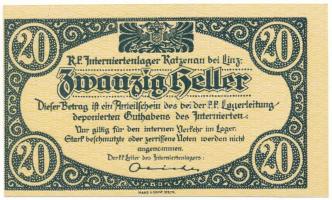 Ausztria / Katzenau Hadifogolytábor Linz közelében ~1914-1918. 20h T:UNC,AU / Austria / Katzenau bei Linz POW camp ~1914-1918. 20 Heller C:UNC,AU