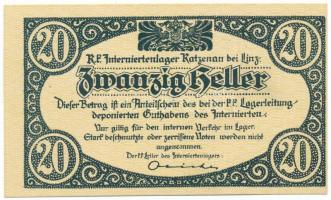 Ausztria / Katzenau Hadifogolytábor Linz közelében ~1914-1918. 20h T:UNC,AU /
Austria / Katzenau be...