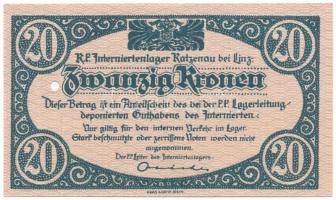 Ausztria / Katzenau Hadifogolytábor Linz közelében ~1914-1918. 20K "3802", egy lyukkal érv...
