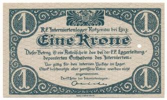 Ausztria / Katzenau Hadifogolytábor Linz közelében ~1914-1918. 1K egy lyukkal érvénytelenítve T:UNC,...