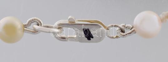 Akoya sósvizi gyöngysor nyaklánc, ezüst (Ag) kapoccsal, jelzett, h: 49,5 cm