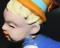 Komlós Kerámia fiú kecskével. Feje ragasztott, jelzett, 28x20 cm