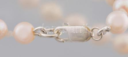 Akoya sósvizi gyöngysor nyaklánc, ezüst (Ag) kapoccsal, jelzett, h: 52 cm