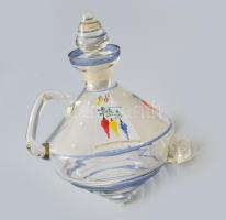 Art deco likőrös palack festett mintával, pattogzással, h: 18 cm