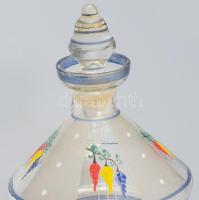 Art deco likőrös palack festett mintával, pattogzással, h: 18 cm
